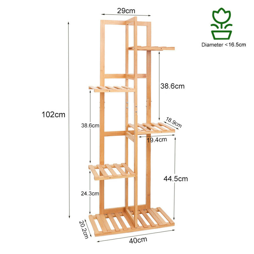 High Strength Bamboo Plant Stand Rack Multiple Flower Pot Holder Shelf Hold 50kg