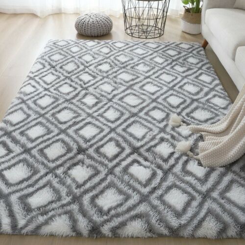 Rectangle Area Rugs Soft Fluffy Shaggy Carpet Bedroom Living Room Floor Pads Mat