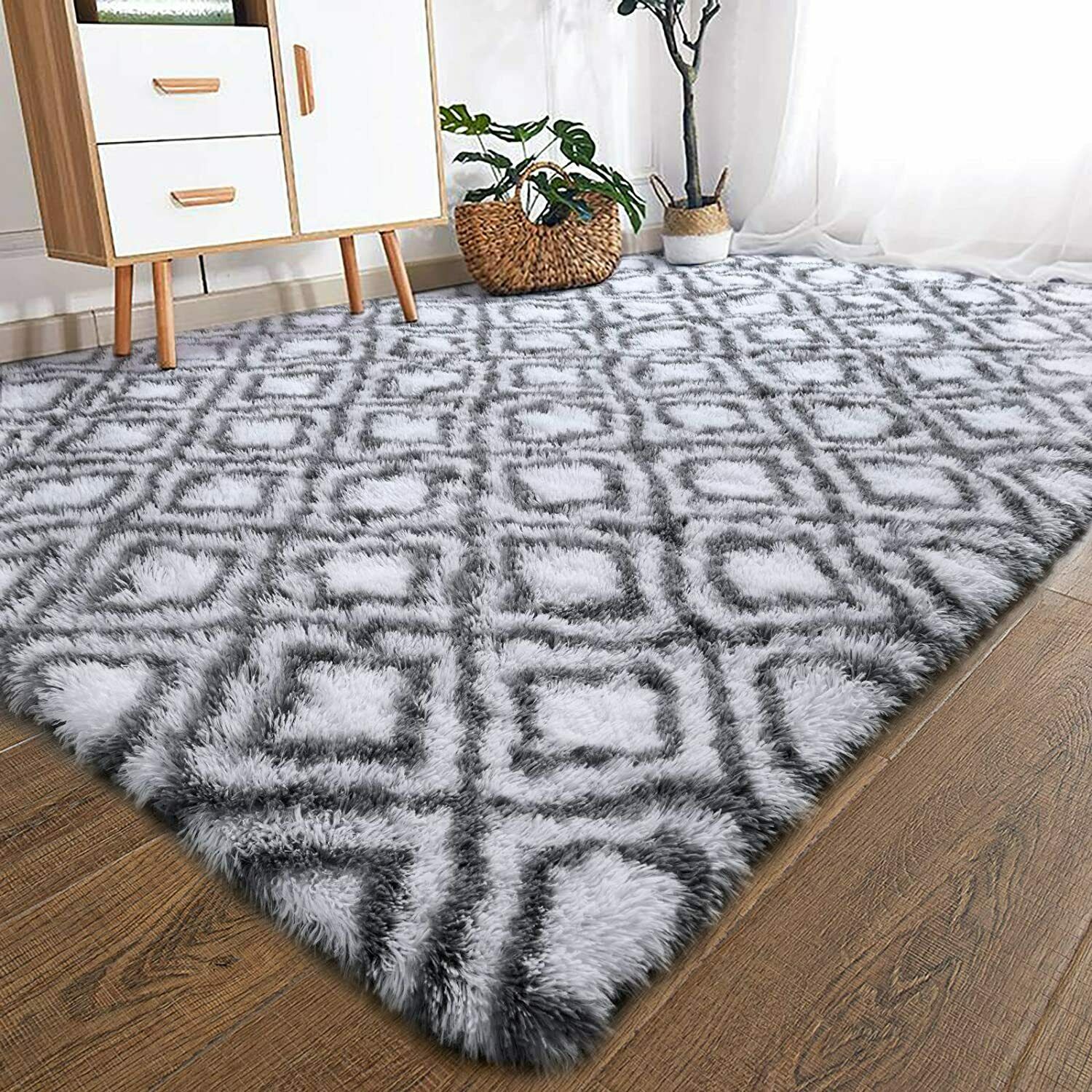 Rectangle Area Rugs Soft Fluffy Shaggy Carpet Bedroom Living Room Floor Pads Mat