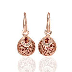 New 18K Rose GOLD Filled Vintage Filigree Crystal Drop Dangle Earrings Elegant