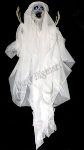 Hanging Skull Creepy Ghost 100cm W/Flashing Light up eyes Halloween Party Prop