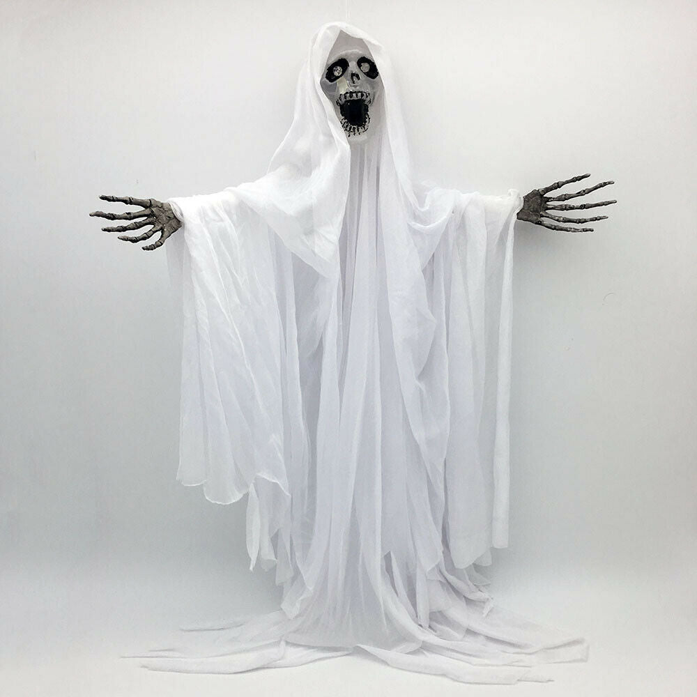 Hanging Skull Creepy Ghost 100cm W/Flashing Light up eyes Halloween Party Prop