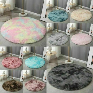 Round Floor Rugs Shaggy Rug Soft Fluffy Area Carpet Bedroom Living Room Mat Home