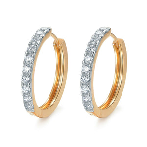 18k yellow white gold gf made with SWAROVSKI crystal hoop huggies earrings 27mm