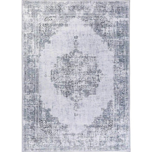 Floor Rug Gray Floral Distressed Traditional Vintage Carpet Mat