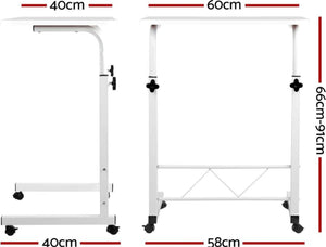 Mobile Laptop Desk Adjustable Height 360°Rotation Wooden Table Top Metal Frame Notebook Computer