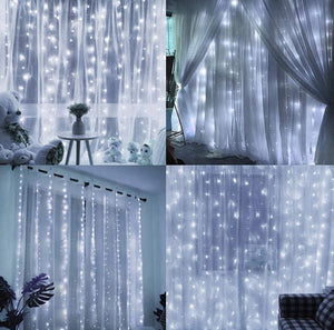 Window Curtain String Lights, 300 LED 8 Lighting Modes Fairy Copper Light with Remote