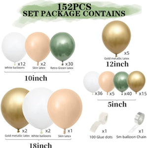 152Pcs Olive Green Balloon Garland Arch Kit, DIY Party Decorations Balloons Set