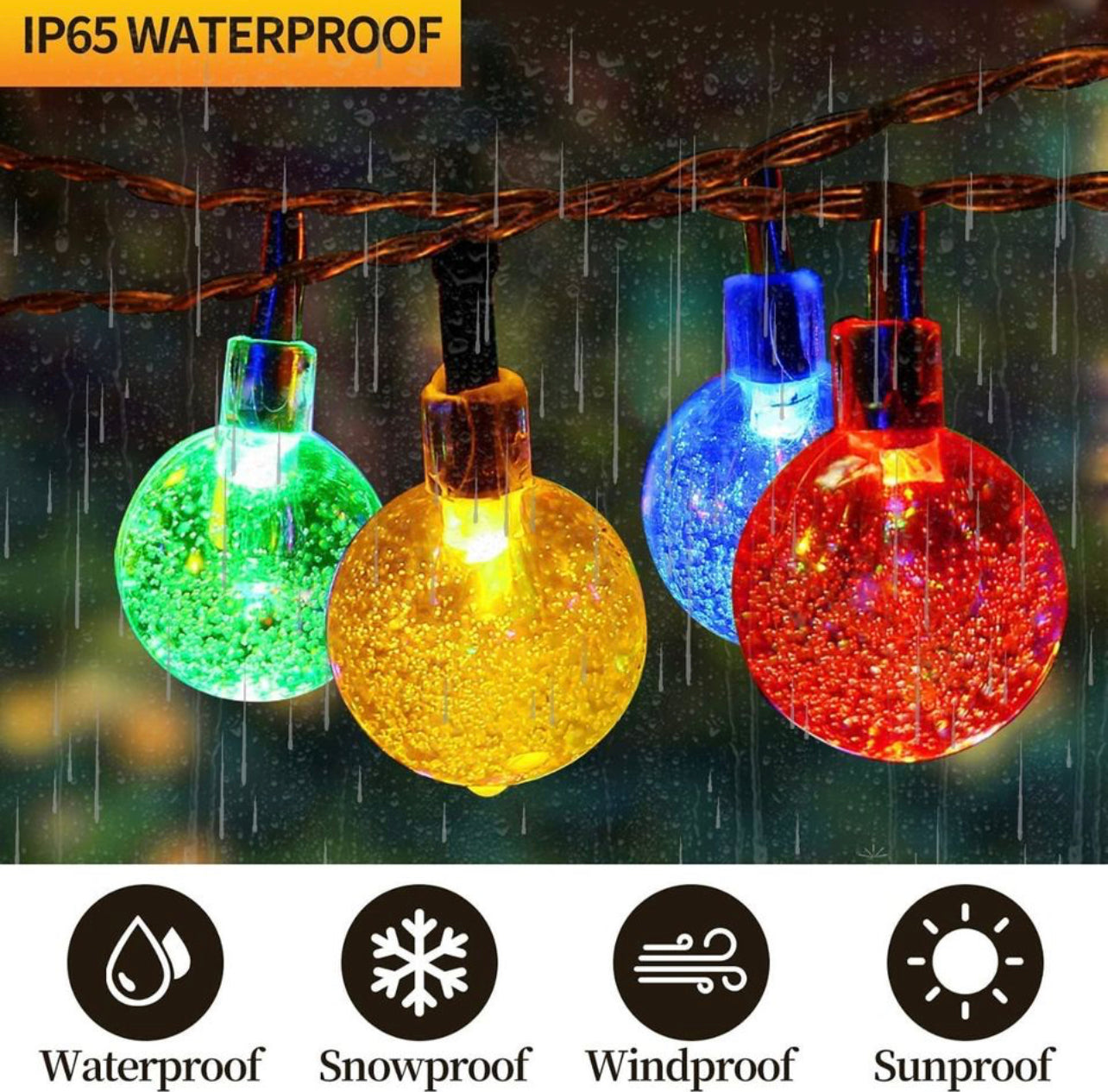 Solar Globe String Lights Fairy Lights，39.37ft 100 LED String Lights with 8-Mode Waterproof