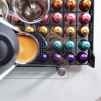 Coffee Pod Holder Storage Drawer Compatible with Nespresso Coffee Pods Black Holds 60 Pods