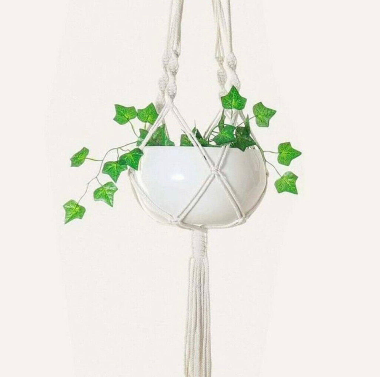 4pc Macrame Plant Hanger Indoor Outdoor Hanging Planter Stand Flower Pots Holder