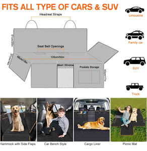 Dog Car Protector, Dog Car Seat Cover, Waterproof Pet Seat Cover Protector for Car with Mesh Visual Window & Seat Belt