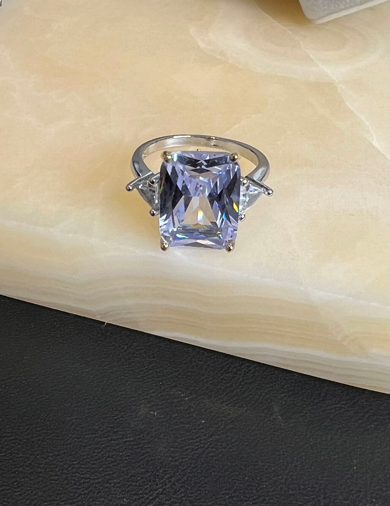 Vintage Jewellery White Gold Ring White Sapphire Art Deco Design