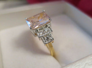 Vintage Jewellery Gold Ring Pink & White Sapphires Art Deco Design s