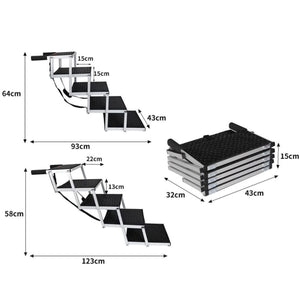 5 Steps Dog Ramp Adjustable Height Stair Car Dog Folding Portable Aluminium