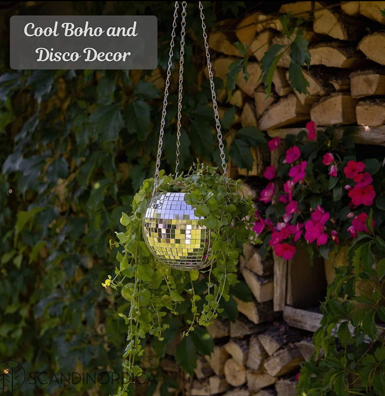 Disco Ball Planter - 15 cm Hanging Disco Ball Planter Pot Plant Hanger