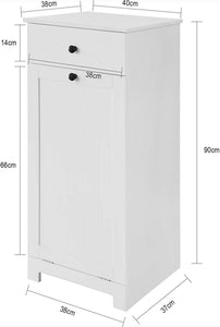 White Bathroom Cabinet with Laundry Basket and Drawer,Tilt-Out Laundry Hamper, Storage Cabinet