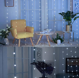 Window Curtain String Lights, 300 LED 8 Lighting Modes Fairy Copper Light with Remote