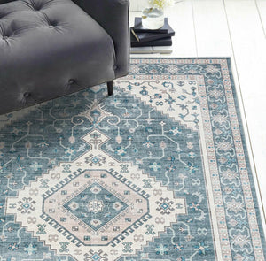 Large Rugs Blue Boho Carpet - Includes matching doormat