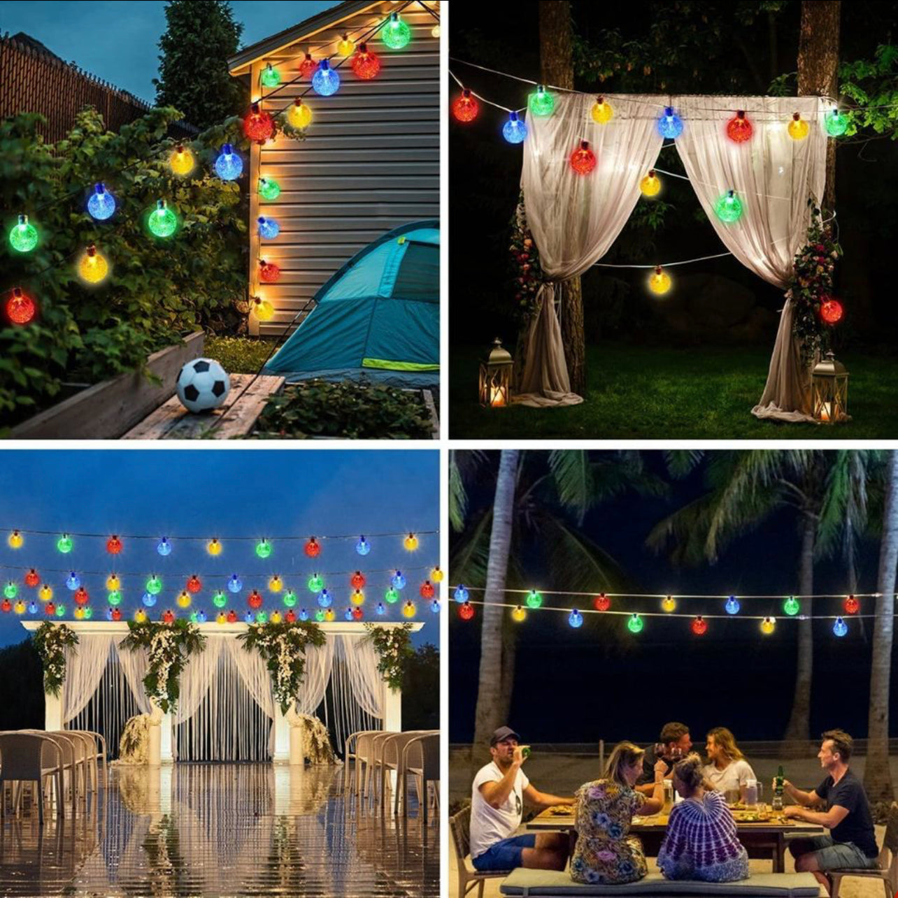 Solar Globe String Lights Fairy Lights，39.37ft 100 LED String Lights with 8-Mode Waterproof