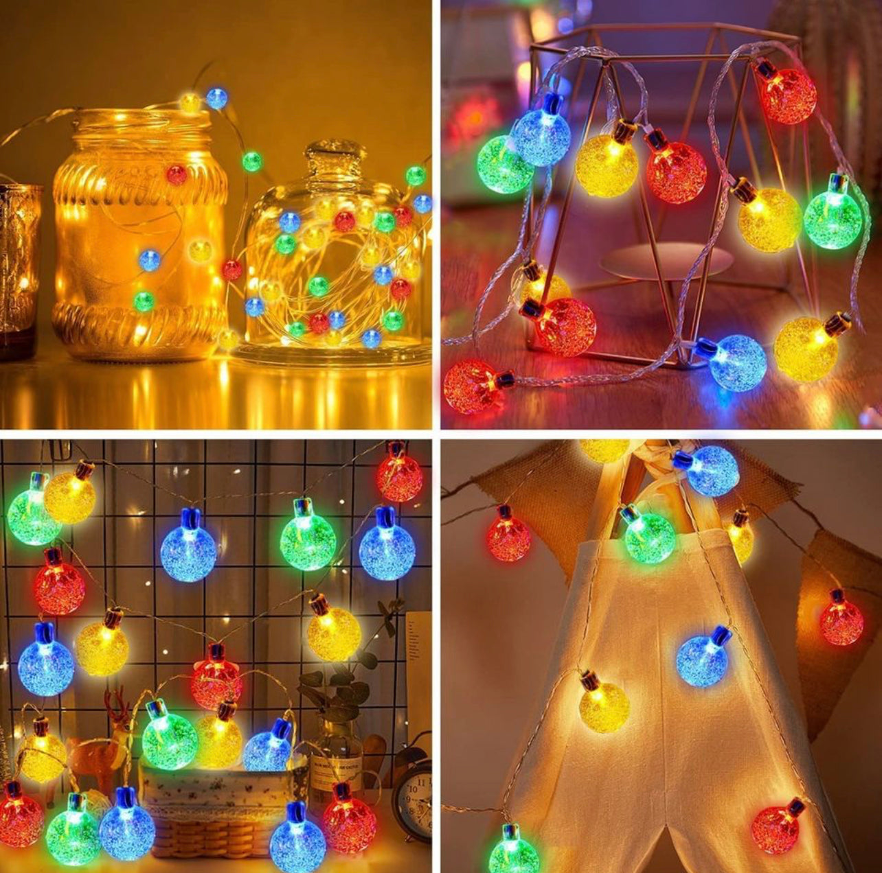 Solar Globe String Lights Fairy Lights，39.37ft 100 LED String Lights with 8-Mode Waterproof