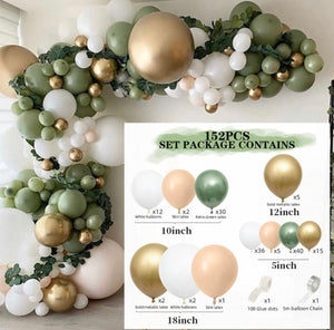 152Pcs Olive Green Balloon Garland Arch Kit, DIY Party Decorations Balloons Set