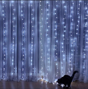 Window Curtain String Lights, 300 LED 8 Lighting Modes Fairy Copper Light with Remote