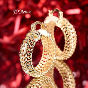 18K YELLOW GOLD GF FILIGREE EARRINGS HUGGIES ROUND HOOP